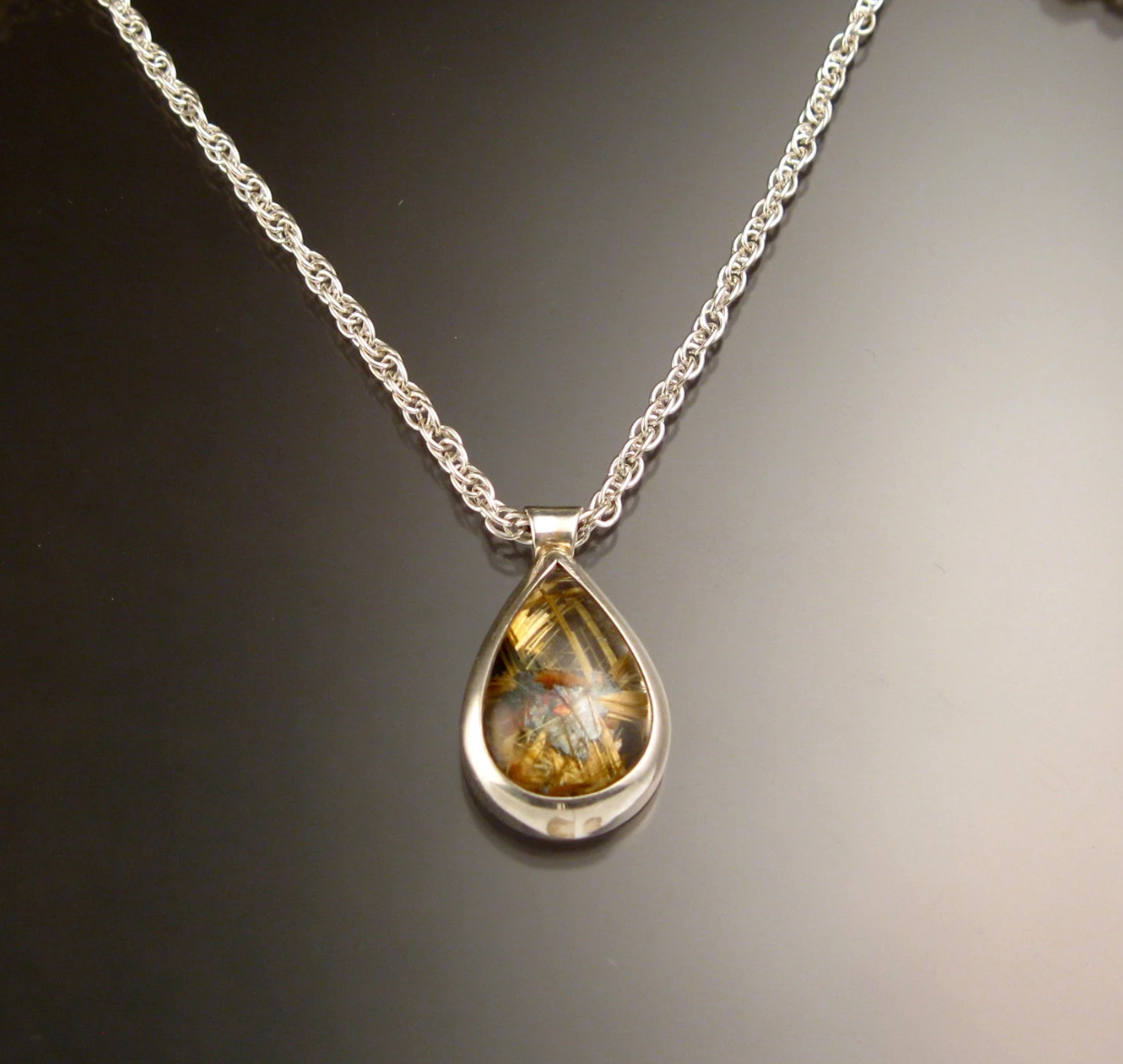 Rutilated Quartz Silver Necklace