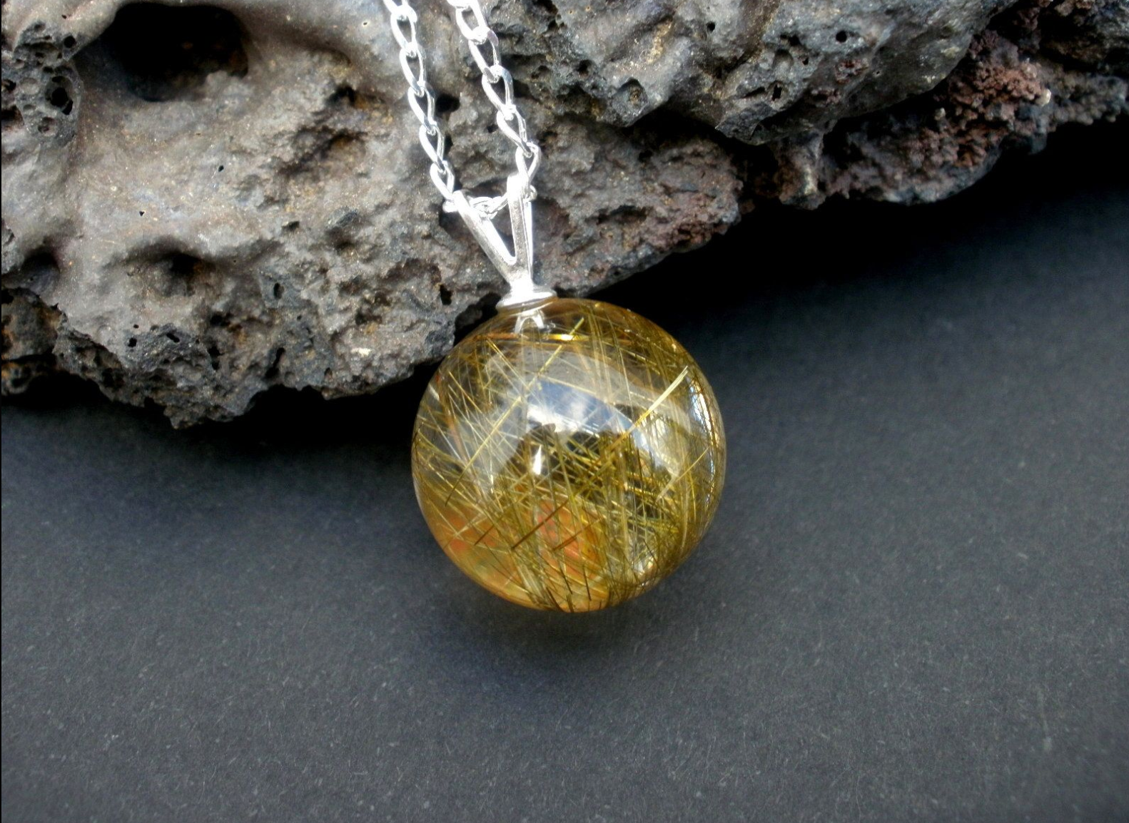 Rutilated Quartz Silver Necklace