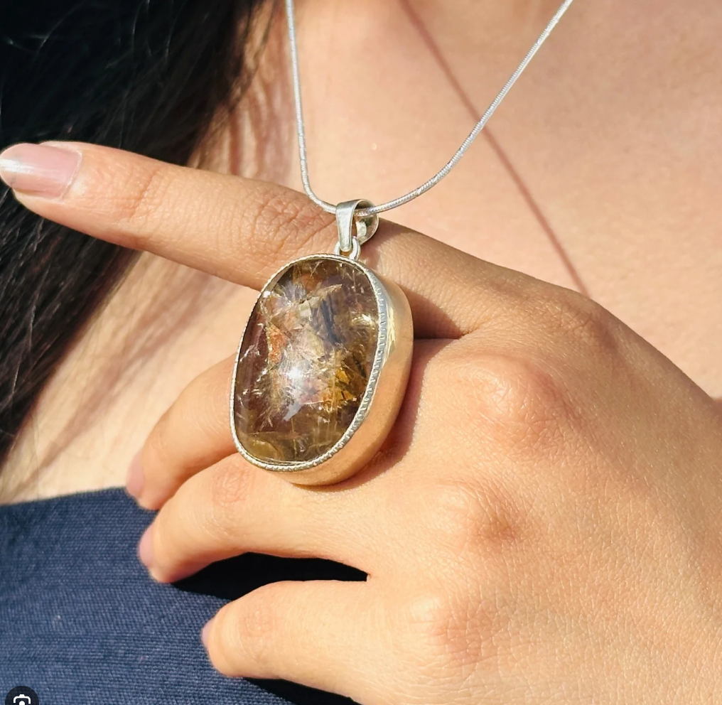 Rutilated Quartz Silver Necklace